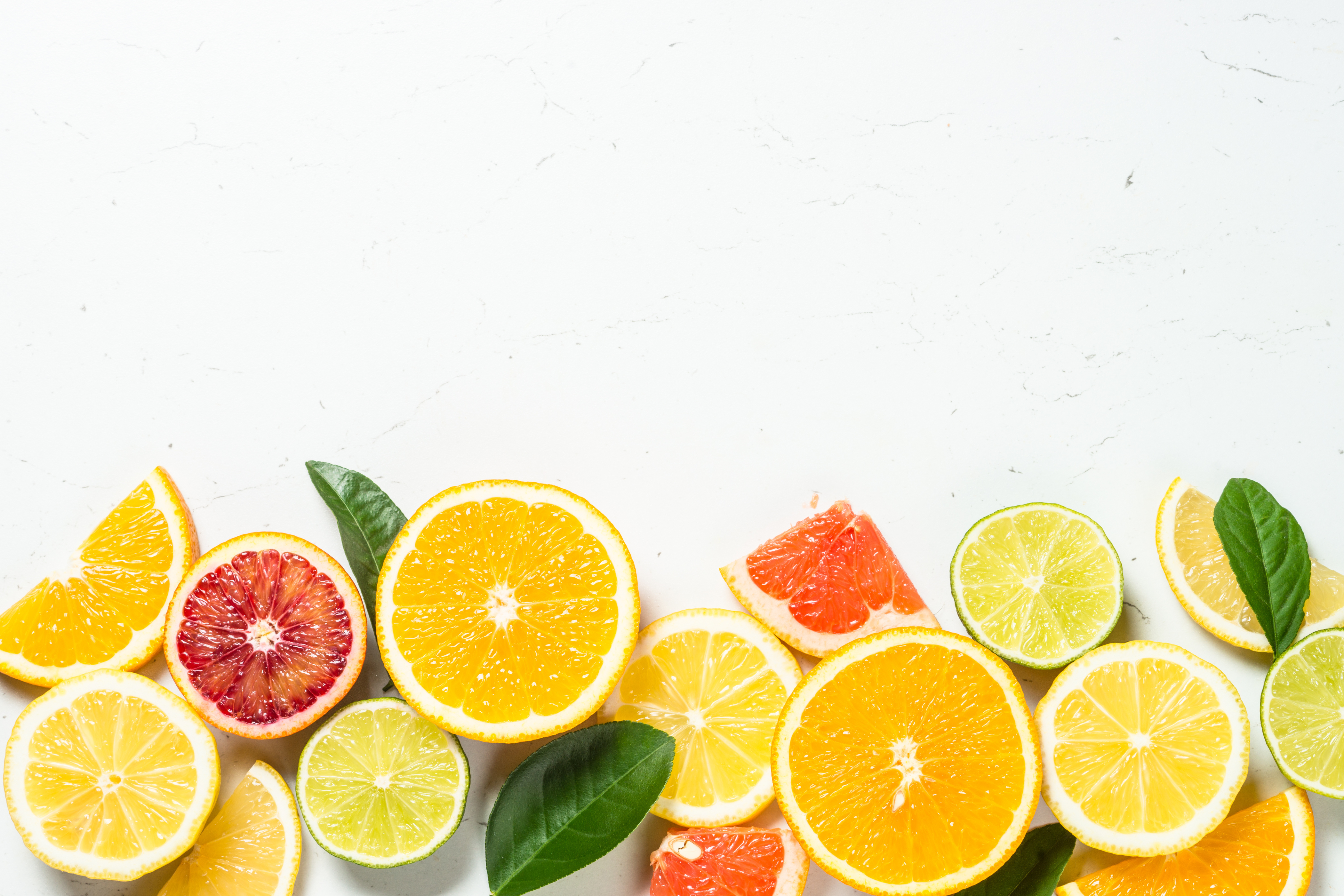 Citrus Fruits at White Background.